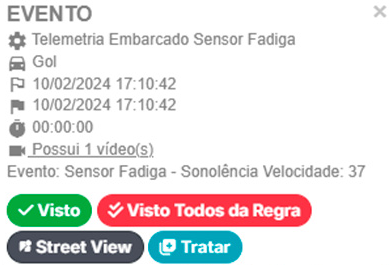 Acionamento de telemetria Rastrac